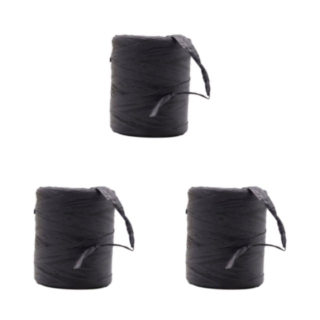 Baohd Fiber Sturdy And Durable Raffia Rope Yarn For DIY Crafts Natural Paper Ribbon Solid Crochet Yarn black 3Set