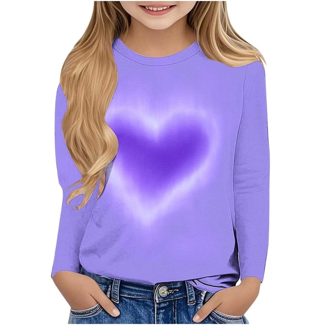 Long Sleeve Pullover Shirt for Boys and Girls, Soft Polyester-Spandex Blend, Round Neck, Fashionable Printed Design, Lightweight Layering Top, Suitable for Spring Winter Casual Wear