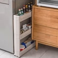 thumbnail image 4 of Fesfesfes Clearance Laundry Room Organizer, Mobile Shelving Unit Organizer with 3 Large Storage Baskets, Slit Storage Slim Slide Out Pantry Storage Rack for Narrow Spaces, 4 of 5