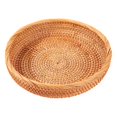 thumbnail image 3 of Thinsony Wicker Woven Round Snack Fruit Bowl Rattan Food Organizer Tray 25x5cm 1Set, 3 of 6