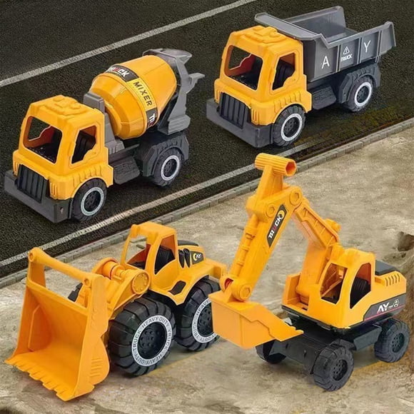 EQWLJWE Car Toy for Kids,Car Model Kits,Small Car Toys for Boys Girls,Children's Toy Engineering Vehicle Set Excavator Mixers Truck Dump Truck Bulldozer Truck Car Model Can Wrestling Fall Beach Toy