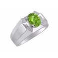 thumbnail image 3 of RYLOS Men's Rings Sterling Silver Rings Classic Designer  9X7MM Oval Gemstone &  Diamond Ring Peridot August Birthstone Ring Size 13, 3 of 7