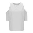 thumbnail image 5 of Liquidation! Hauts Grande Taille pour Femmes, Blouse à Manches Courtes d'Été pour Femmes, Mode Féminine Manches Courtes Col Rond Ample Épaules Dénudées Blouse, 5 of 5