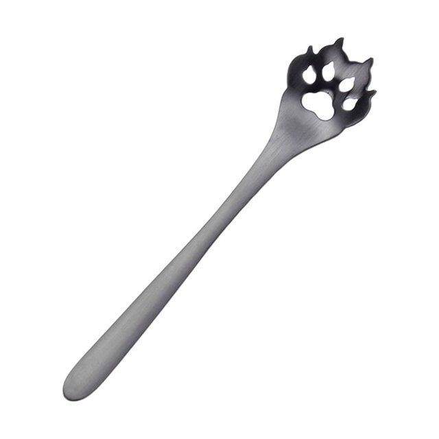 Redempat Cute Tea Spoon Exquisite Stainless Steel Spoon For Tea Drinking Teaware Dog Paw Colander Bla 1 1Set
