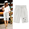 thumbnail image 2 of Dealovy Plus Size Shorts for Women Cotton Linen Fashion Printed Drawstring High Waisted Lounge Shorts, 2 of 3