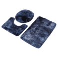 thumbnail image 2 of Shaggy Bath Mats Set 3 Piece with Toilet Lid Cover Washable U Shape Rug Non Slip Carpet Bathroom Rug Sets for Shower under The Sink Blue, 2 of 7
