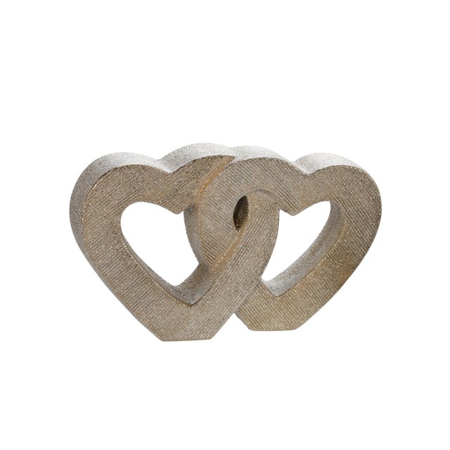 Sagebrook Home 10" Céramique Double Coeur Table Déco, Champagne