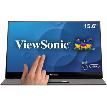 Viewsonic 15.6 Inch 1080p Ultra Portable Monitor with Touchscreen, 2 Way Powered 60W USB C, Eye Care, Dual Speakers, Frameless Design and Built in Stand with Cover