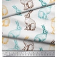 thumbnail image 3 of Soimoi White Cotton Jersey Fabric Rabbit Animal Printed Fabric 1 Yard 58 Inch Wide, 3 of 4