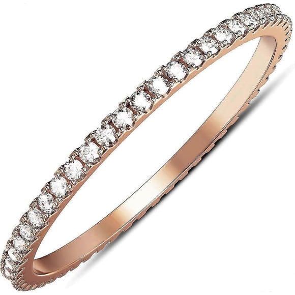 (Rosegold-6)2-Pack 14K Gold Plated Stacking Rings for Oura Gen 4/Oura Gen 3, Cubic Zirconia Simulated Diamond Oura Ring Stack for Women