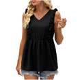 thumbnail image 1 of Timegard Tank Tops for Women Ruffle Sleeveless V Neck Tunic Tops Casual Summer Fashion Solid Color, 1 of 7