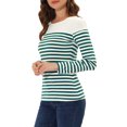 thumbnail image 4 of INSPIRE CHIC Blouse pour Femme à Rayures à Blocs de Couleur à Manches Longues T-Shirt Décontracté TP Blanc Bleu, 4 of 6