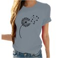 thumbnail image 2 of Meichang T-Shirts Graphiques Tendance pour Femmes Nouveauté Drôle Mignon T-Shirts à Imprimé Pissenlit Décontractés Col Rond Manches Courtes T-Shirts Légers Hauts, 2 of 7