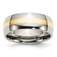 thumbnail image 1 of Stainless Steel 14k Gold Inlay 8mm Wedding Band Ring Man Precious Metal   For Dad Mens  For Him, 1 of 10