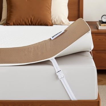 Surmatelas Grand 3 Pouces avec Housse Rafraîchissante Ice Silk / Bestier en Mousse Mémoire Gel à Haute Densité, Double Fermeté, Soulagement de la Pression, Lavable, Antidérapant, Certifié CertiPUR-US et OEKO-TEX, 80 Pouces L x 60 Pouces W