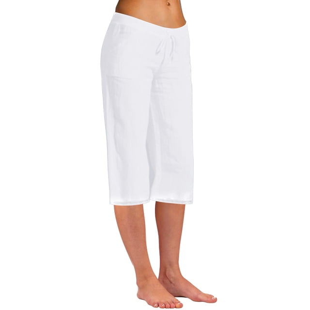 Timegard Womens Plus Size Pants Cotton Linen Elastic Waisted Drawstring Casual Trousers with Pockets