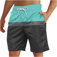 thumbnail image 1 of Plebaso Men's Beach Shorts Color Block Drawstring Casual Shorts Trendy Summer Vacation Shorts for Men, 1 of 4