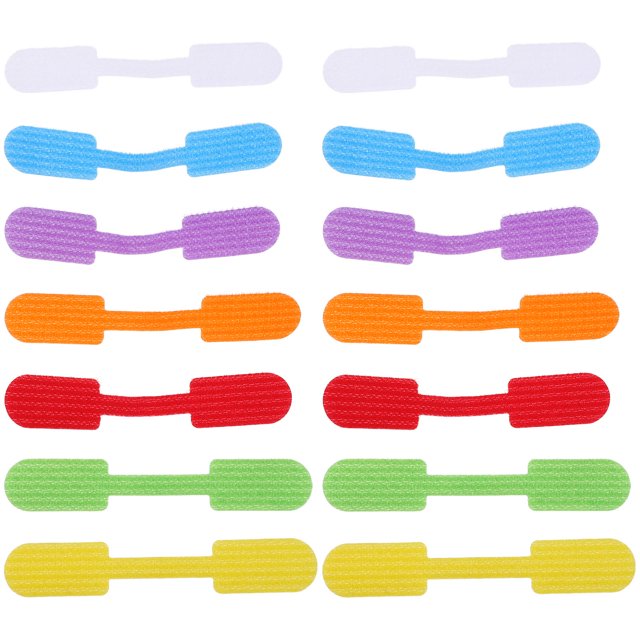 SHOWERORO 40 Pcs Étiquettes Réutilisables pour Câbles, Étiquettes Auto-Adhésives, Mélange Polyester Multicolore pour Fils