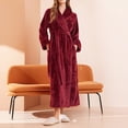 thumbnail image 2 of FAIWAD Women's Flannel Thickened Nightgown Soft Warm Fuzzy Fleece Robe Solid Color Bathrobe Loungewear with Pockets, 2 of 7