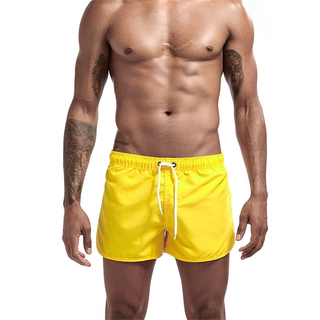 Dvkptbk Mens Swim Trunks Unisex Casual Drawstring Pocket Solid Candy Five Point Beach Shorts Swim Trunks
