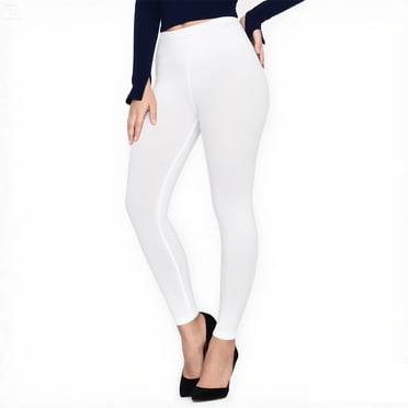 Hitime Non See-Through Leggings for Women Stretch Pants Full Length Yoga Workout Running, White L-XL