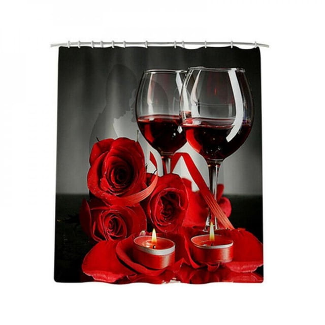 50% de Réduction! Nouveau Rideau de Douche d'Impression Numérique 3D de Valentine Set de 4 Pièces pour la Décoration de Fête à Domicile de l'Hôtel