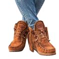 thumbnail image 1 of Nouvelles Bottines Rétro en Daim pour Femmes Chaussures de Luxe Mates avec Franges Chaussures de Mode Rétro en Daim Chaussures de Luxe Mates avec Franges Bottines à la Mode pour Femmes (Noir 43), 1 of 2
