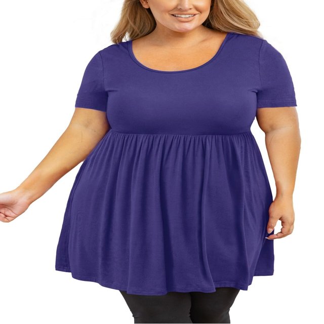 Tunique Grande Taille pour Femmes Manches Courtes Roses Vertes Hauts 3X Col Rond Vêtements Été Fluide Vêtements de Maternité Chemise