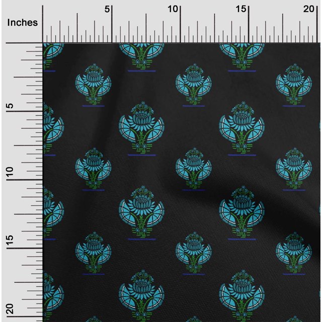 oneOone Cotton Flex Fabric Floral Block Print Sewing Fabric BTY 40 Inch Wide
