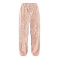 thumbnail image 4 of Womens Fleece Winter Warm Pants Elastic Solid Color Drawstring Thicken Sweatpants Casual Baggy Lounge Trousers, 4 of 5