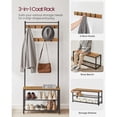 thumbnail image 4 of VASAGLE Entryway Coat Rack with Shoe Bench, Shoe Rack with Hall Tree, Rustic Walnut and Black, 4 of 6