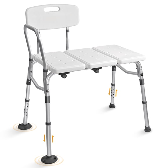 5-Level Adjustable Bath and Shower Transfer Bench, Bathtub Shower Chair with Suction Cup Feet for Seniors, 300lb Load Capacity
