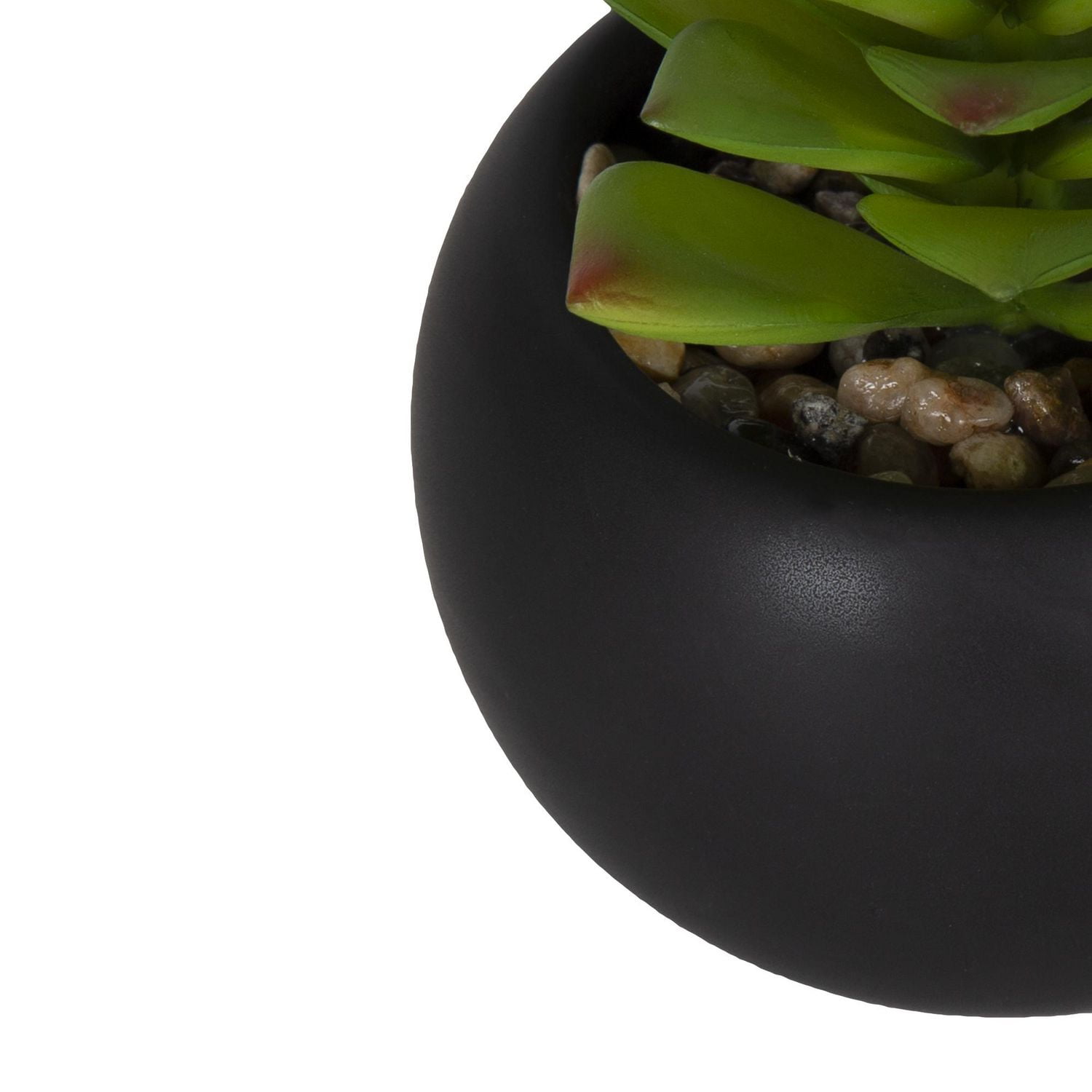 DesignOvation Succulente artificielle de table de 10,5 cm de haut dans un pot en céramique noire