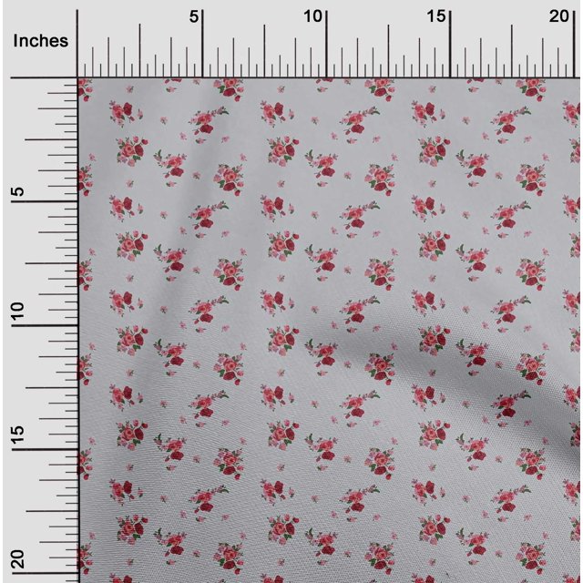 oneOone Cotton Poplin Fabric Leaves & Flower Floral Print Fabric BTY 56 Inch Wide