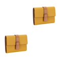 thumbnail image 3 of pitrice Leather Women Purse Rectangular Trifold for Zipper Hasp Stylish Card Holder Photo Folder Wallet Notecase Birthday Gift Yellow 2Set, 3 of 6