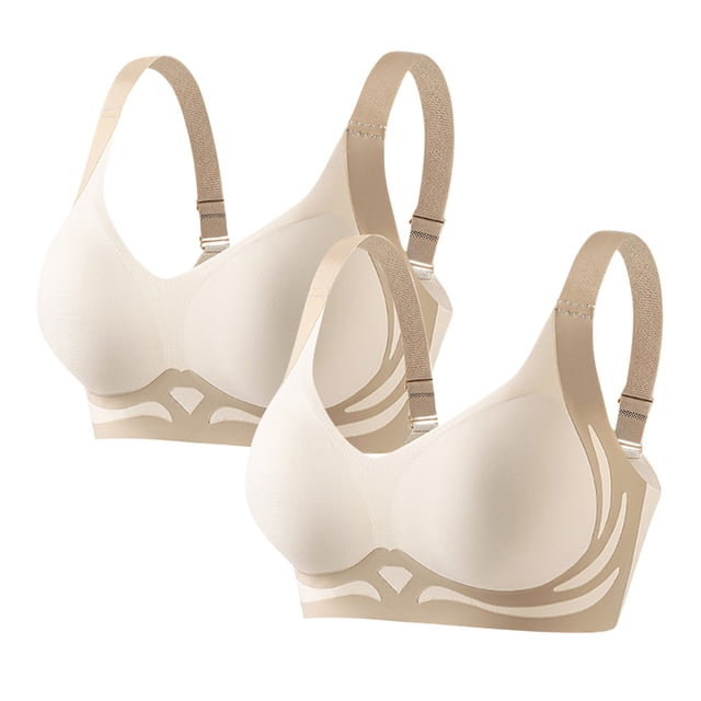 Yuyuzo 2PC Bras for Women Wireless Supportive Seamless Push-Up Bra Color Block Soft Everyday Bras