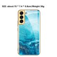 thumbnail image 3 of Full Cover Phone Case Tempered Glass Hard Printed Smartphone Bumper Case Cell Phone Covers Electroplated for S22/22Plus/Ultra Camera Protection Protective  Galaxy S22 ULTRA Golden Thread, 3 of 8