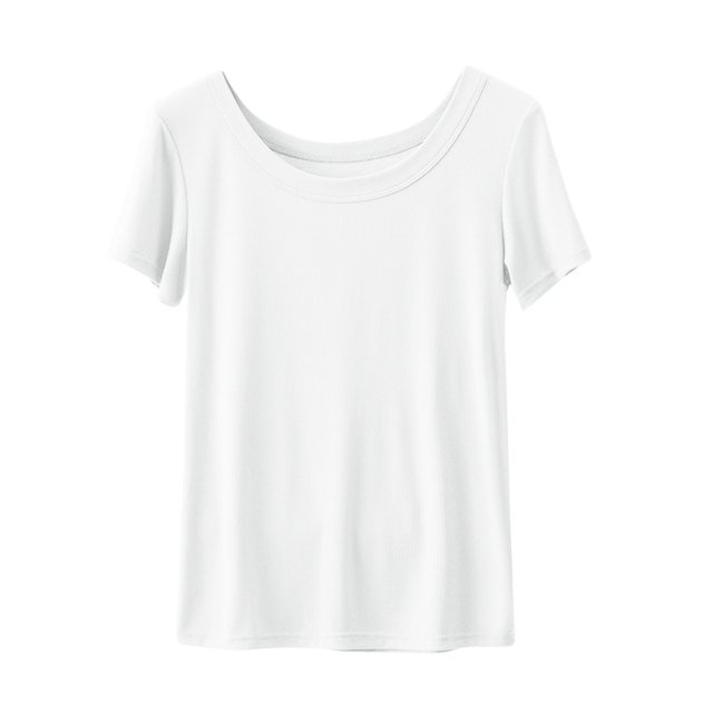Yuyuzo Hauts de Pyjama pour Femmes Col Ras du Cou T-Shirts à Manches Courtes Décontractés d'Été Confortables Amples Blouses