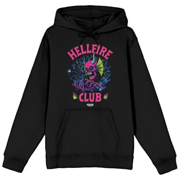 Stranger Things Chandail à Capuchon Noir avec Art de Crâne Hellfire Club