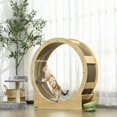 thumbnail image 2 of PawHut 36" Cat Wheel for Indoor Cats with Brake, Scratching Pads, Oak, 2 of 10