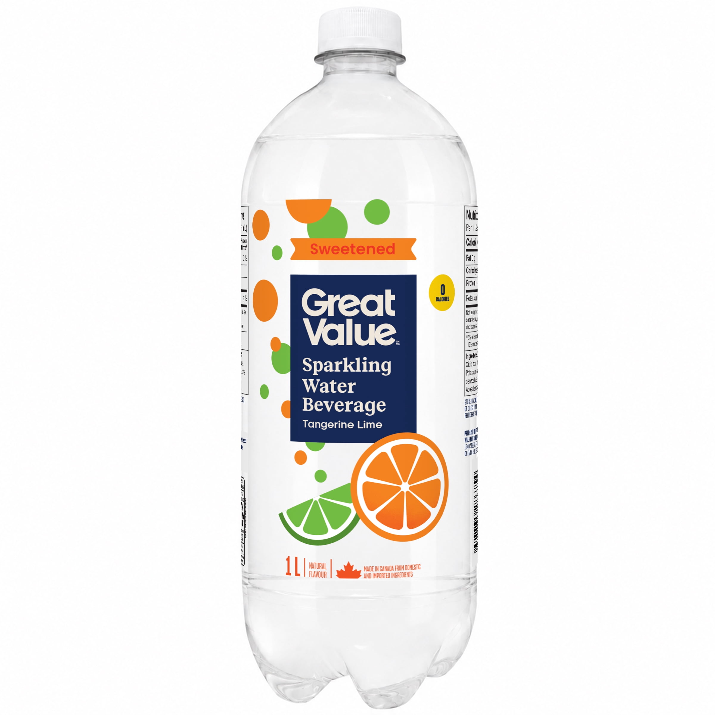 Great Value Tangerine Lime Sparkling Water Beverage, 1 L