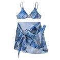 thumbnail image 2 of Birdeem Womens Solid Bikini Strap Bikini Deep V Sexy Split Swimsuit Set Three-Piece Swimming Suit, 2 of 8