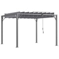 thumbnail image 1 of Outsunny Pergola Extérieure à Lames 9,5 Pieds x 9,7 Pieds avec Toit Rétractable, Gris, 1 of 10