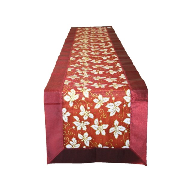 Seasonal christmas Leaves Design Table Runner Size: 70 W x 13 D