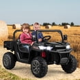 thumbnail image 3 of Gymax 12V 2 Seater Ride On UTV Dump Truck Remote w/ Electric Dump Bed & Shovel Black, 3 of 10