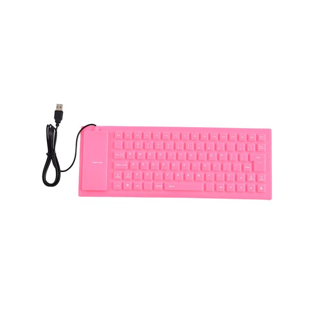 85Keys Pliable Silicone Souple Mute USB Câblé Mini Clavier Ordinateur Accessoire - Rose