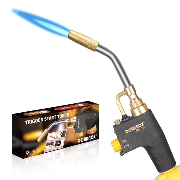 DOMINOX Propane Torch Head for MAP, MAPP and Propane Tank, High Intensity Trigger Start Torch, for Soldering, Ignition, Cooking, Lighting (Not Included Gas Tank)