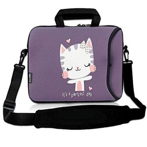 RICHEN 17 Ordinateur portable de porte-boîte de poche d'ordinateur PC Poche de couverture avec poignées 15.6/16/17/17.3/17.4 pouces Carnet de notes pour ordinateur portable (16-17.3 pouces, Mignon Cat)