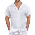 thumbnail image 1 of Men's Casual Linen Shirt - Cuban Collar, Button Down, Breathable Material, Perfect for Summer & Vacation, 1 of 5