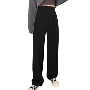 RKSTN Womens Pants Casual Slim High Waist Straight Senior Sense Wide Leg Trousers Soft Comfortable Straight Leg Pants